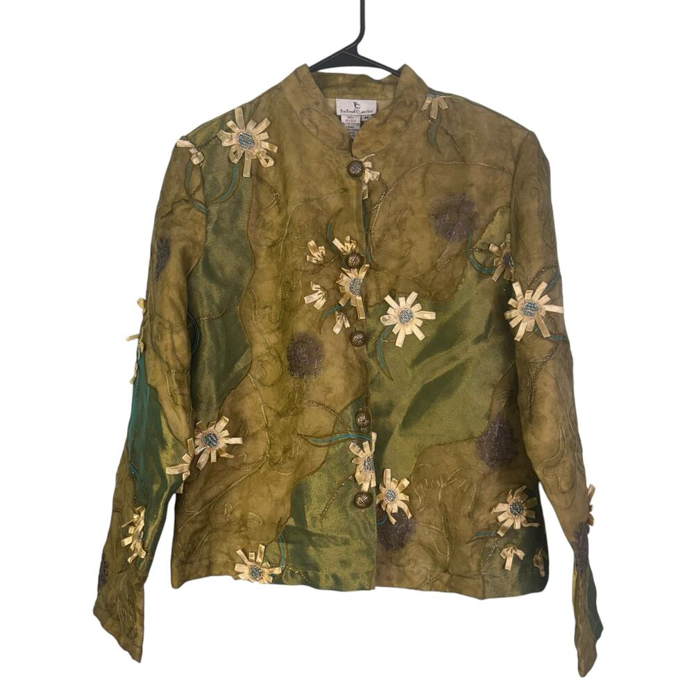 The Travel Collection Silk Jacket Women Medium Asian Inspired Embroidered-Ribbon